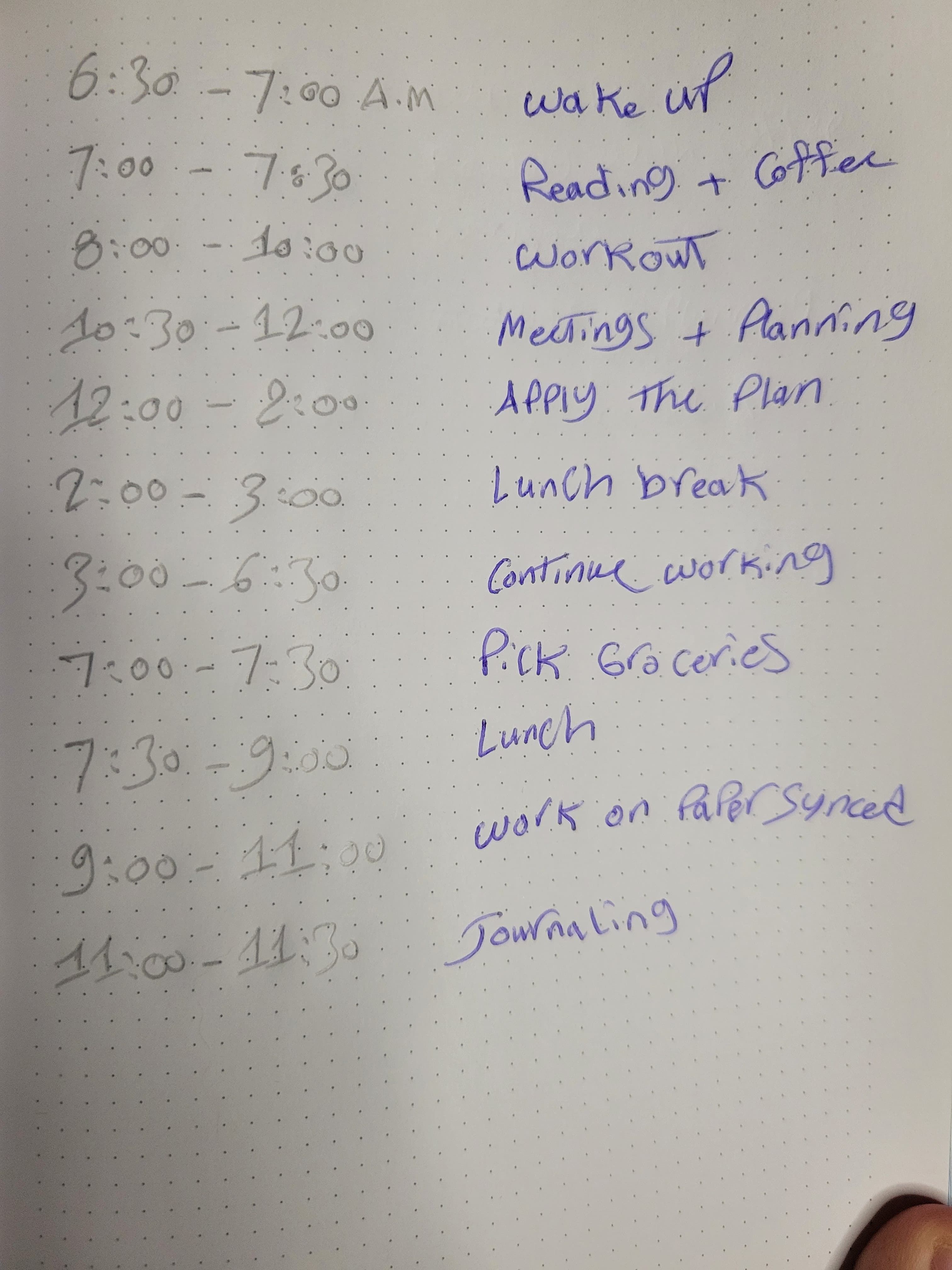 Example of Time Blocking feature